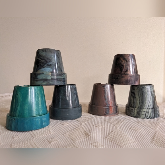 Vintage 2.5" marble plastic nursery pots various colours available - Picture 2 of 9